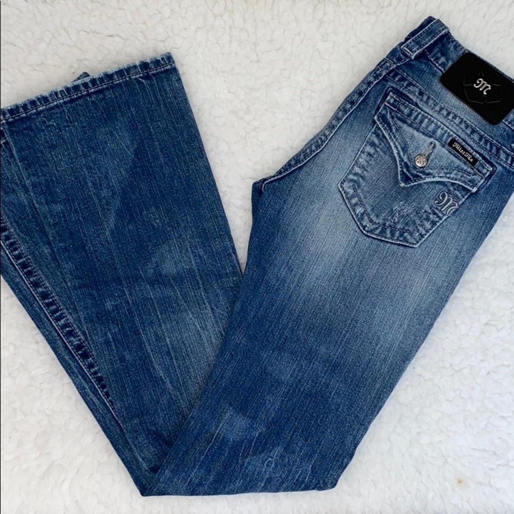 Miss Me Mid-Rise Boot cut distressed jeans…